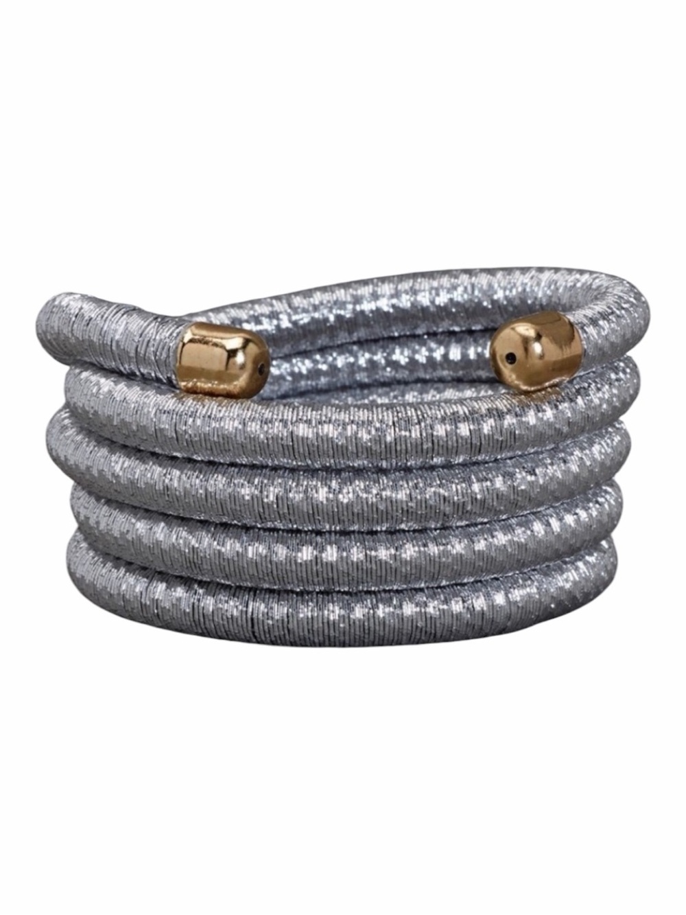 NEW• Sugared +Bronzed Silver Coil Wrap Bracelet With Gold Accents